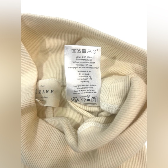Sezane Ivory Ribbed Conor Legging size SMALL organic cotton lounge wear - Picture 7 of 13